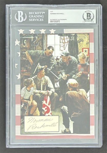Norman Rockwell Signed 5" x 7" Card (Beckett/BAS Encapsulated) 