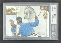Norman Rockwell Signed 5 x 7 Card (Beckett/BAS Encapsulated) 