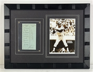 Hark Aaron Signed 1970 Batting Order Sheet Documenting His 3000th Hit in Framed Display (Third Party Guaranteed)