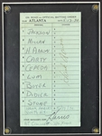 Hark Aaron Signed 1970 Batting Order Sheet Documenting His 3000th Hit in Framed Display (Third Party Guaranteed)