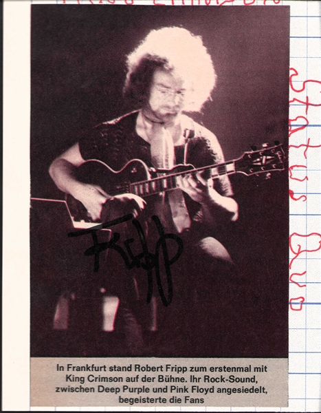 Robert Fripp Signed 3.75" x 5.5" Magazine Photo (Beckett/BAS)