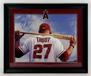 Mike Trout Signed 22 x 29 Photo in Framed Display (Beckett/BAS LOA)