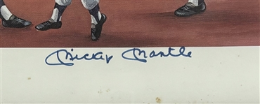 Mickey Mantle Signed 16 x 20 Don Sprague Lithograph in Framed Display (Third Party Guaranteed)