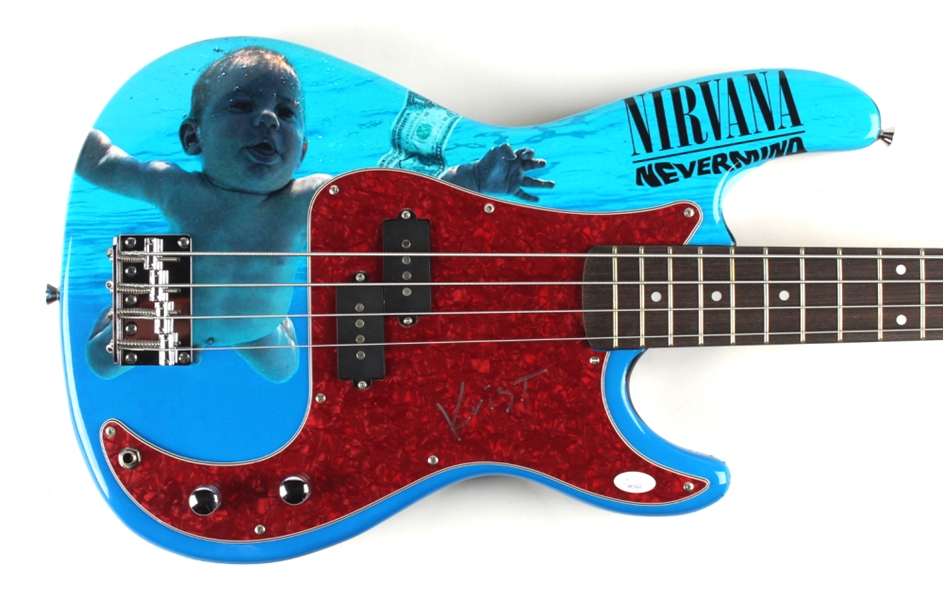 Nirvana: Krist Novoselic Signed "Nevermind" Custom Graphic Electric Bass Guitar (JSA COA) (See Description)