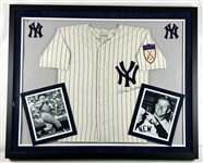 Mickey Mantle Signed Yankees Throwback Pinstripe Jersey in Huge 42” x 34” Custom Framed Display (JSA Authentication)