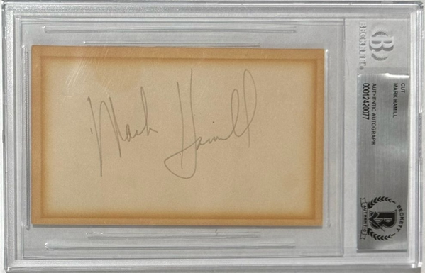 Star Wars: Mark Hamill Signed 3" x 5" Page (Beckett/BAS Encapsulated)