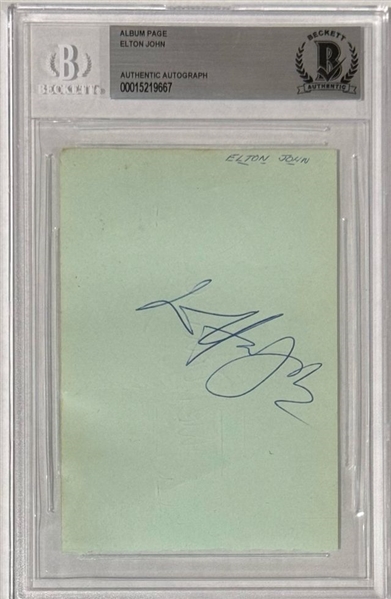 Elton John Signed 3.25" x 4.75" Album Page (Beckett/BAS Encapsulated)
