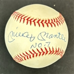 Mickey Mantle Signed OAL Baseball with "No. 7" Inscription (JSA Sticker)