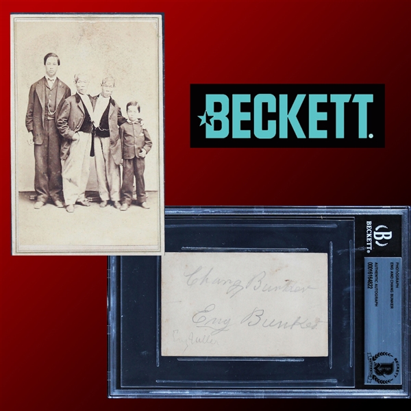 Chang & Eng Bunker RARE Dual Signed Vintage CDV Photograph (Beckett/BAS Encapsulated)
