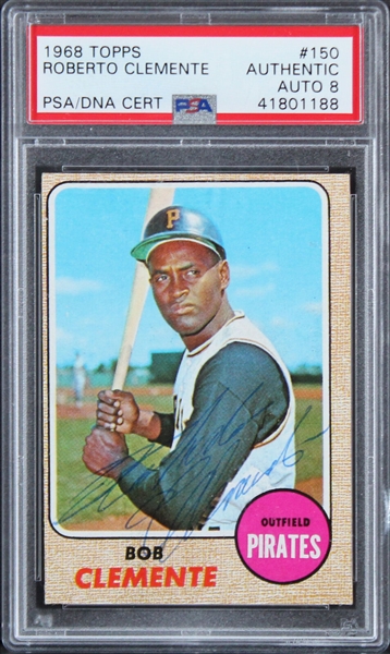 Roberto Clemente ULTRA RARE Signed 1968 Topps #150 Trading Card (PSA/DNA Encapsulated)