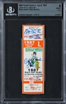 Magic Johnson Signed 1987 NBA Finals RARE Game 4 Full Ticket - Signed "Baby Sky Hook" - Magic Wins The Game! (Beckett/BAS GEM MINT 10 Auto)