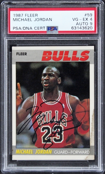 Michael Jordan Signed 1987 Fleer #59 Chicago Bulls Trading Card w/ Mint 9 Auto! (PSA/DNA Encapsulated)