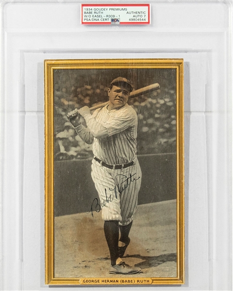 Babe Ruth Signed 1934 Goudey Premium R309 5.5" x 9" Trading Card (PSA/DNA Encapsulated)(PSA/DNA Auto 7)