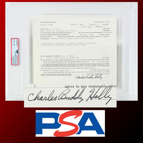 Buddy Holly Signed Promissory Note with RARE Full "Charles Buddy Holly" Autograph (PSA/DNA Encapsulated)