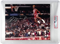 Michael Jordan Superb Signed 8" x 10" Color Photo from Legendary 1988 Slam Dunk (UDA Hologram & PSA/DNA Encapsulated)