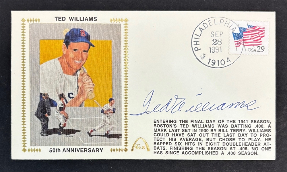 Ted Williams Autographed 50th Anniversary FDC (Beckett/BAS)