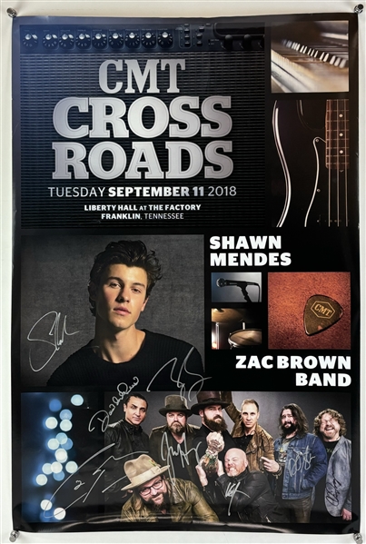 Zac Brown Band & Shawn Mendes Signed 24" x 36" CMT 2018 Crossroads Poster (Third Party Guaranteed)