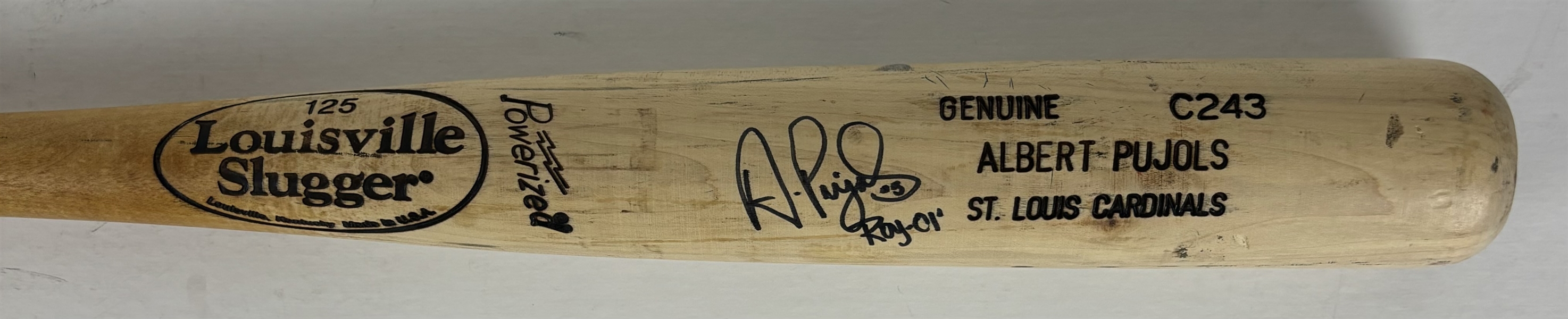 Albert Pujols 2001-02 ROY Game Used & Signed Louisville Slugger C243 Personal Model Baseball Bat (PSA/DNA LOA)