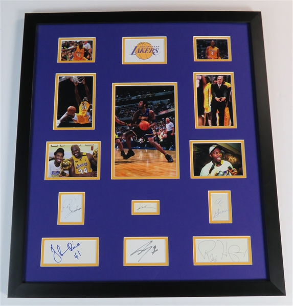 1999 NBA Champion Los Angeles Lakers Multi-Signed Framed Display (6 Sigs)(Beckett/BAS LOA & JSA LOA)