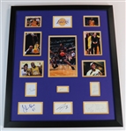 1999 NBA Champion Los Angeles Lakers Multi-Signed Framed Display (6 Sigs)(Beckett/BAS LOA & JSA LOA)