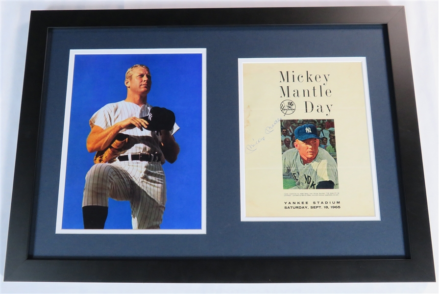 Mickey Mantle Signed 1965 Yankee Stadium Mickey Mantle Day Program in Framed Display (JSA LOA)