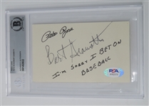 Pete Rose & Bart Giamatti Signed 3" x 5" Index Card (Beckett/BAS Encapsulated)(PSA/DNA COA & JSA LOA)