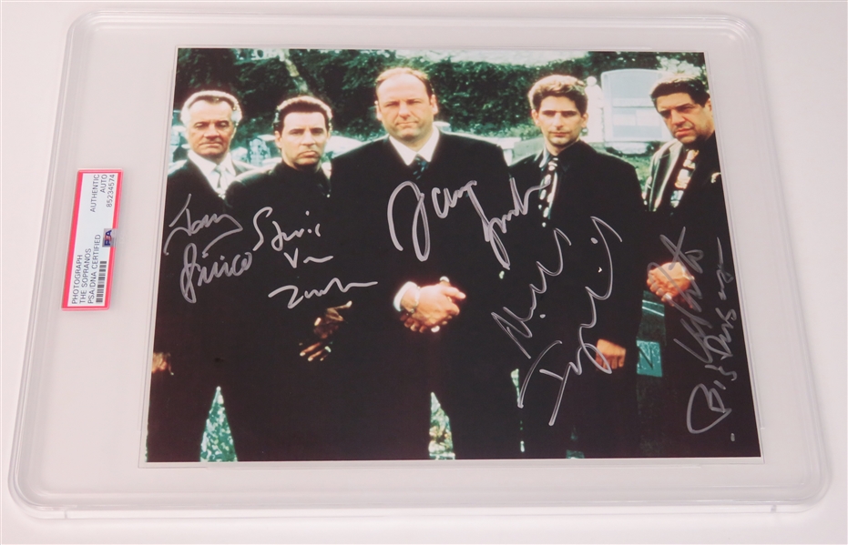 The Sopranos: Cast Signed 8" x 10" Photo (5 Sigs)(PSA/DNA Encapsulated) (Beckett/BAS LOA & JSA LOA) 