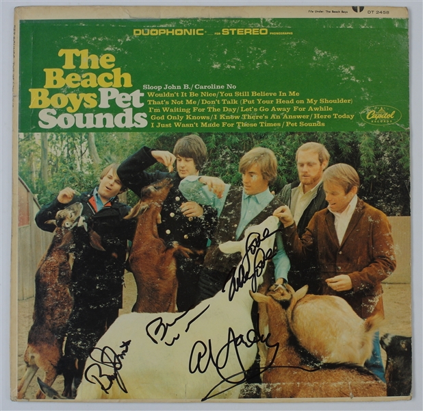 The Beach Boys: Group Signed  "Pet Sounds" Album Cover w/ Vinyl (4 Sigs)(Beckett/BAS LOA & JSA LOA) 