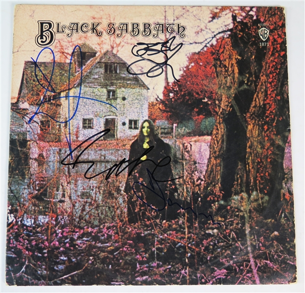 Black Sabbath: Fully Group Signed Self-Titled Album Cover (4 Sigs)(Beckett/BAS LOA & JSA LOA) 