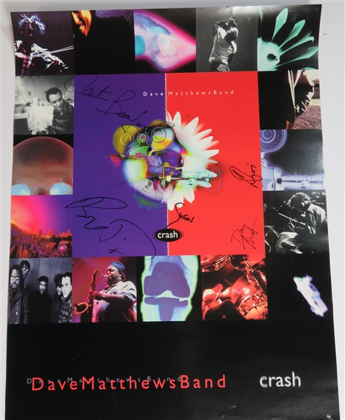 Dave Matthews Band: Group Signed 18" x 24" "Crash" Promotional Poster (5 Sigs)(Beckett/BAS LOA & JSA LOA)