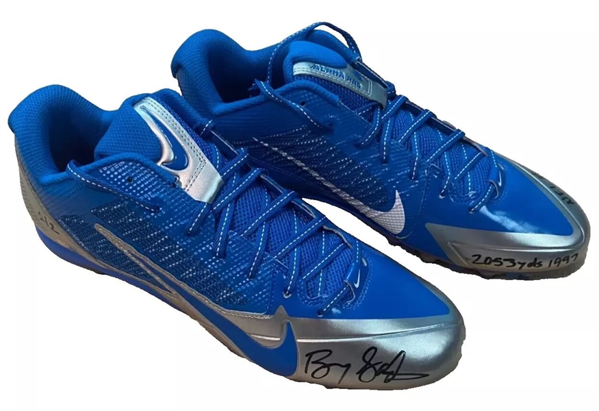 Barry Sanders Signed and 4x Inscribed Pair of Cleats (JSA)