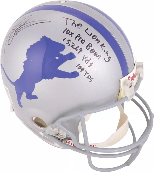 Barry Sanders Signed & Inscribed Proline Detroit Lions Full Size Helmet (JSA LOA)