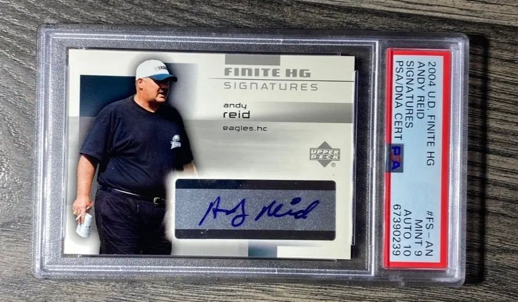 Eagles Andy Reid Signed 2004 Upper Deck Finite HG Trading Card w/ Auto Gem Mint 10! (PSA/DNA Encapsulated)