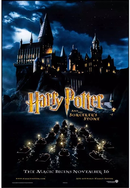 Harry Potter and the Sorcerers Stone Original 2001 27" x 40"  DS AOL Poster 