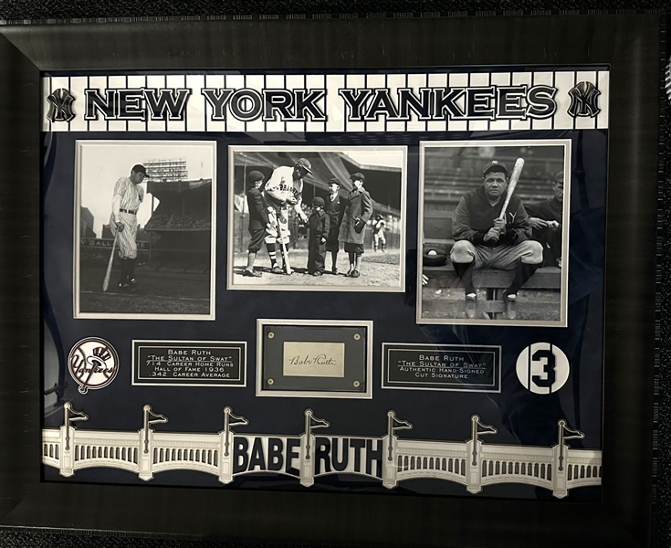 Babe Ruth Exceptionally Bold Signed Business Card in Commemorative Framed Display (JSA LOA)