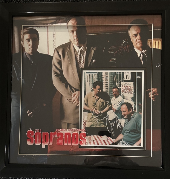 The Sopranos: Group Signed 8" x 10" Photo in Framed Display w/ Gandolfini, Van Zandt, & Sirico (JSA LOA)