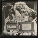 Led Zeppelin: Robert Plant & Jimmy Page Signed Pages in Framed Display (PSA/DNA Encapsulated)