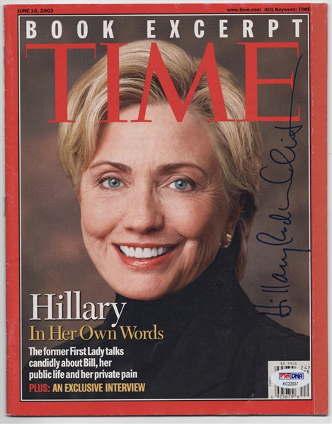 Hillary Clinton Signed June 2003 TIME Magazine (PSA/DNA)