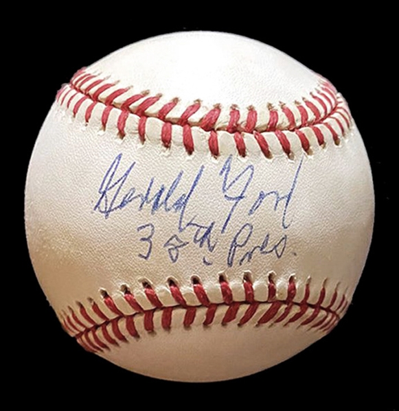 Gerald Ford Signed A.L. Baseball with "38th Pres" Inscription! (Beckett/BAS LOA) 