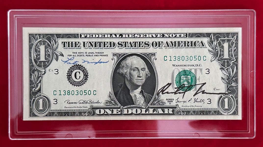 President Richard Nixon & Pat Nixon Signed One Dollar Bill (JSA)