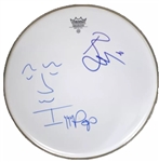David Bowie & Iggy Pop Signed 14" Drumhead w/ Rare Sketch (Beckett/BAS LOA)