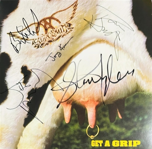 Aerosmith: Group Signed "Get A Grip" Album Cover w/ Vinyl (Beckett/BAS)