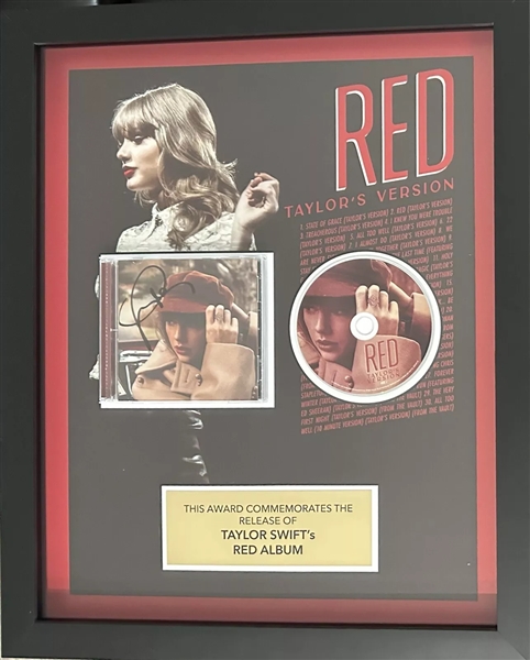 Taylor Swift Signed "Red" CD Insert in Album Release Award Display (Beckett/BAS LOA)