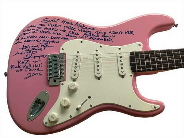 Lynyrd Skynyrd: Artimus Pyle Signed Fenders Squier Stratocaster with Sweet Home Alabama Lyrics & Multiple Inscriptions! (Third Party Guaranteed)