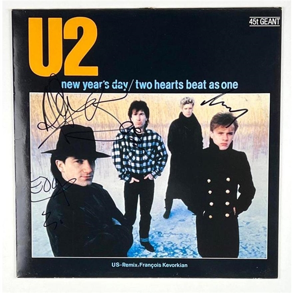U2 In-Person Signed "New Years Day" 12" Record (4/Sigs) (Beckett/BAS) (John Brennan Collection) 