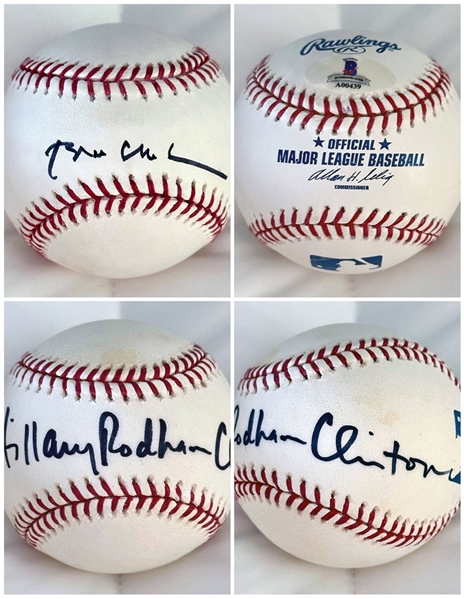 Bill and Hillary Clinton Signed OML Baseballs (PSA/DNA & Beckett/BAS)