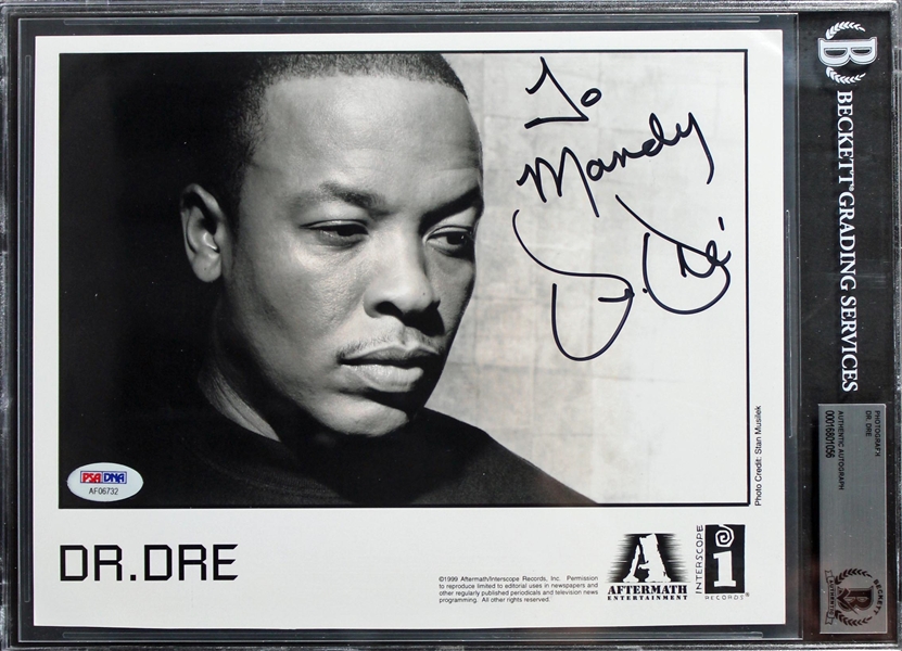 Dr. Dre Signed & Inscribed 8" x 10" Promo Photo (Beckett/BAS Encapsulated)(PSA/DNA & Beckett/BAS LOA)