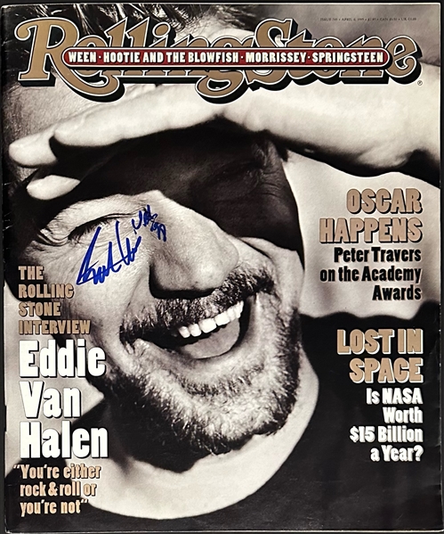 Eddie Van Halen Signed April 1995 Rolling Stone Magazine (Beckett/BAS LOA)
