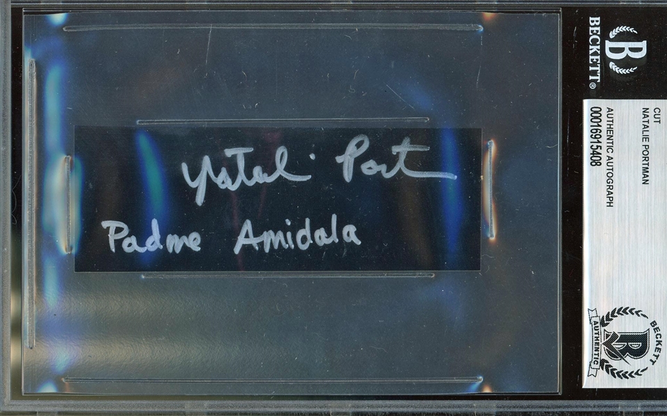 Star Wars: Natalie Portman Signed & "Padme Amidala" Inscribed 1.5" x 4.25" Sheet (Beckett/BAS Encapsulated & LOA)