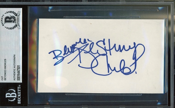 Beyonce Knowles Signed & "Destinys Child" Inscribed 3" x 5" Index (Beckett/BAS Encapsulated)(JSA)